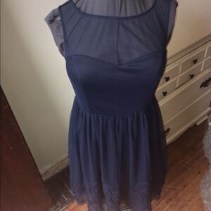 Eliza J sleeveless navy sweetheart neckline dress